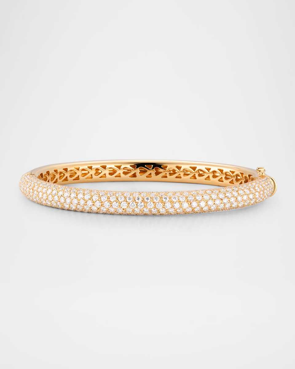 18K Yellow Gold Thin Pavé Diamond Bangle